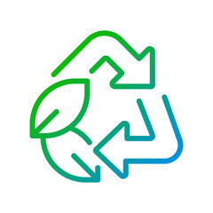 Recycling pixel perfect gradient linear vector icon. Reusing of waste materials. Ecology protection. Thin line color symbol. Modern style pictogram. Vector isolated outline drawing