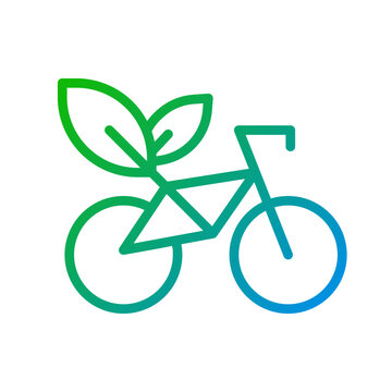 Bicycle with leaves pixel perfect gradient linear vector icon. Vehicle safe for nature. Clean transportation. Thin line color symbol. Modern style pictogram. Vector isolated outline drawing