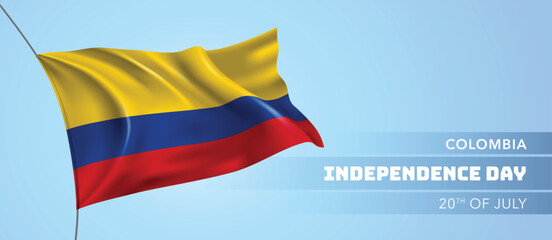 Colombia happy independence day greeting card, banner vector illustration
