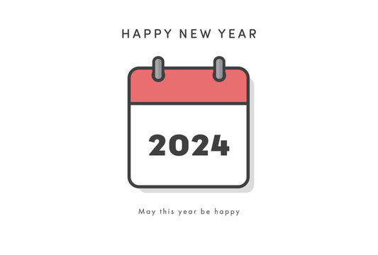 シンプルなデザインの年賀状 - 2024年1月1日のカレンダーのアイコン - はがき･年賀状サイズ
