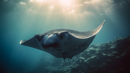 Obraz na płótnie Canvas Manta ray in marine. Generative AI