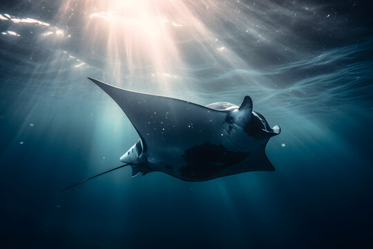 Manta ray in marine. Generative AI
