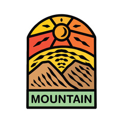 Colorful Mountain Logo Vector Graphic Design illustration Vintage style Badge Emblem Symbol and Icon