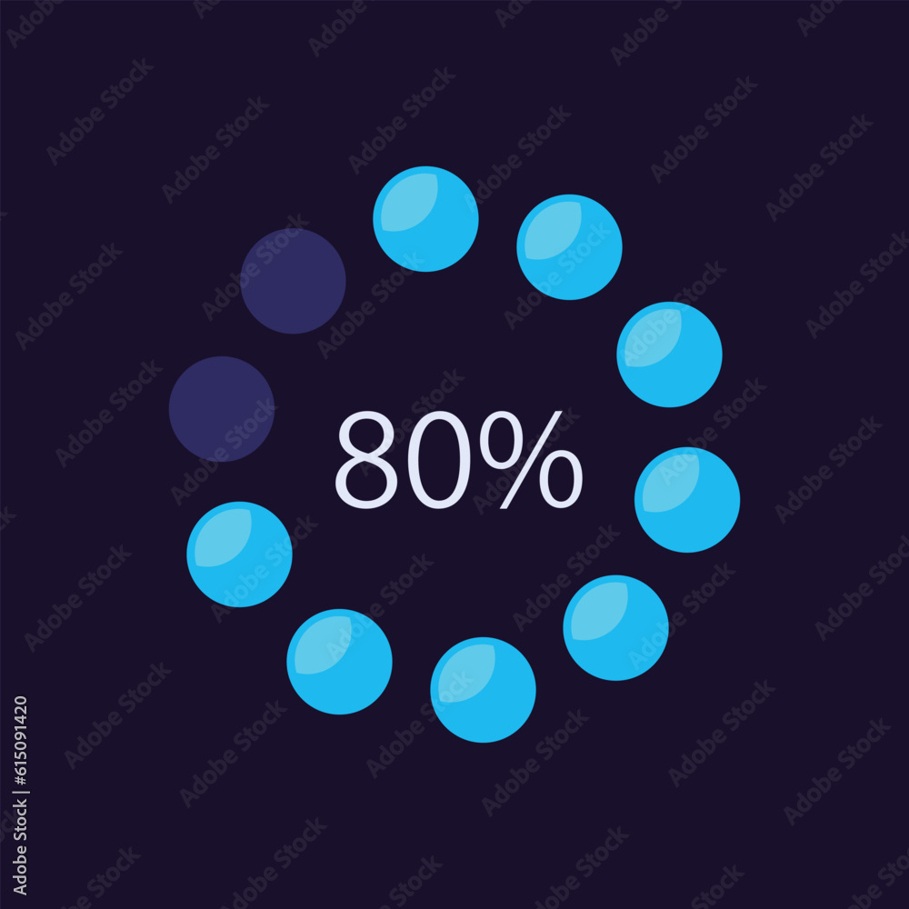 Poster progress circular dot infographic chart design template for dark theme. eighty percentage. editable 