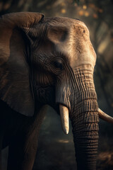 Fototapeta na wymiar Portrait of Elephant Dramatic and Cinematic Lighting Photography, Generative AI