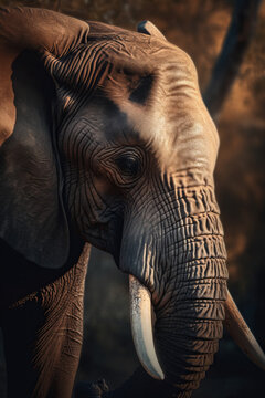 Portrait of Elephant Dramatic and Cinematic Lighting Photography, Generative AI