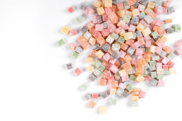 Mixed colorful fruit mix of different jelly candies