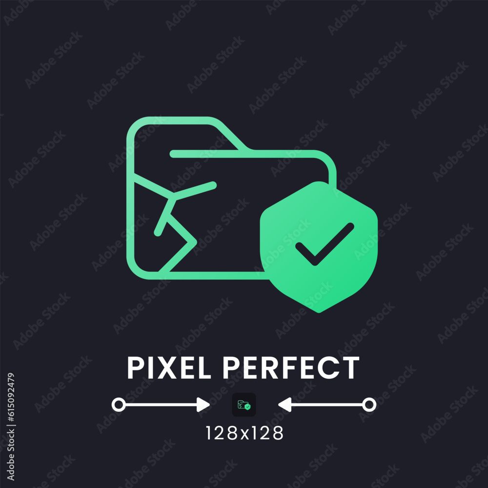 Poster data loss prevention green solid gradient desktop icon on black. breach detection. cyber security. p