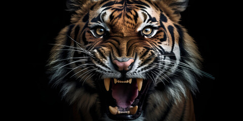 "Untamed Beauty: Magnificent Tiger Showcasing Its Fierce Roar"