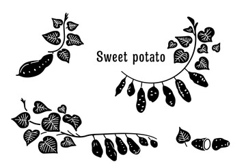 さつまいものイラスト・フレームセット（黒）