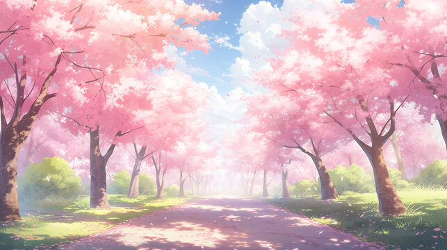 アニメ調背景【夜桜】