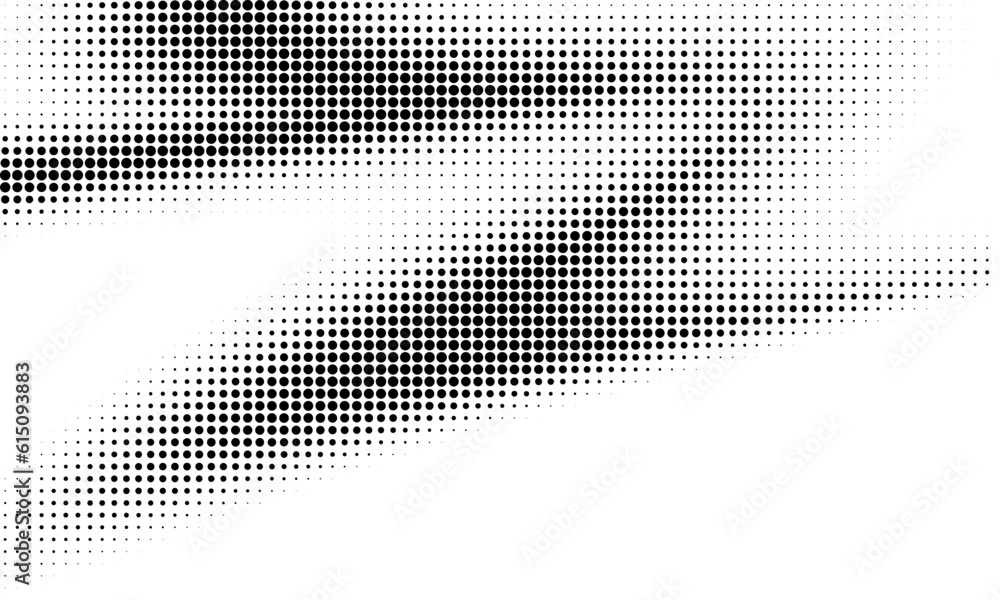 Poster monochrome gradient halftone dots background. vector illustration. big wave