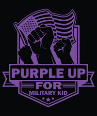 Purple up for military kid T shirt print tenplate