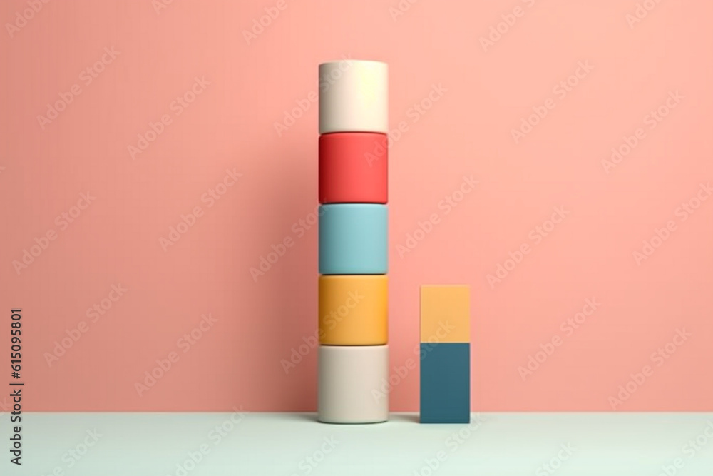 Poster a pastel-colored geometric-inspired column wall decal with geometric shapes and pastel hues, offerin