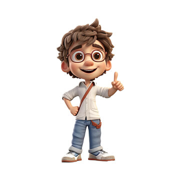 3D Happy cartoon actor character on transparent background. Generative AI