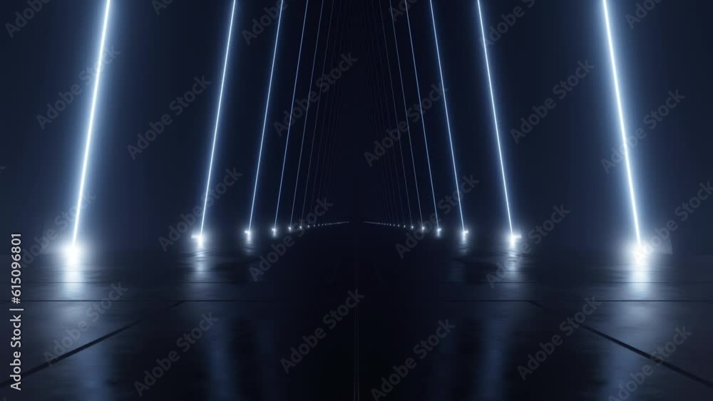 Aufkleber Abstract of dark sci-fi tunnel, Futuristic spaceship corridor. Loop animation.