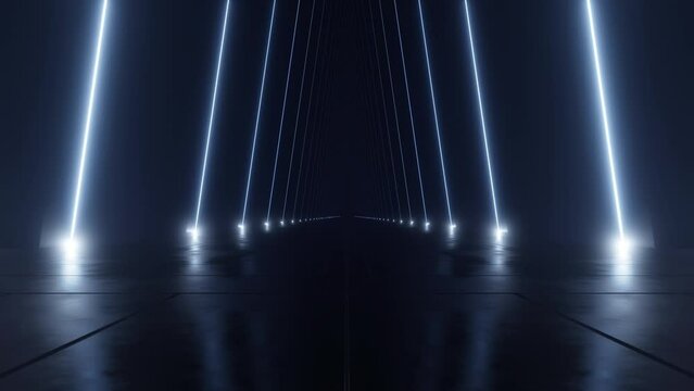 Abstract of dark sci-fi tunnel, Futuristic spaceship corridor. Loop animation.