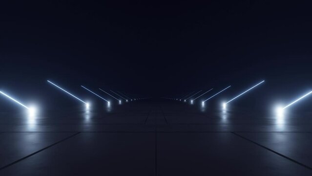 Abstract of dark sci-fi tunnel, Futuristic spaceship corridor. Loop animation.