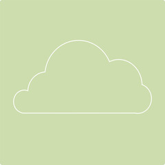 vector icon cloud on olive background, art lin one line leaf, ecological icon clouds sky, cloud computing concept