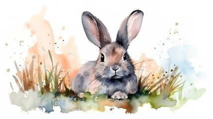 watercolor painting of a rabbit