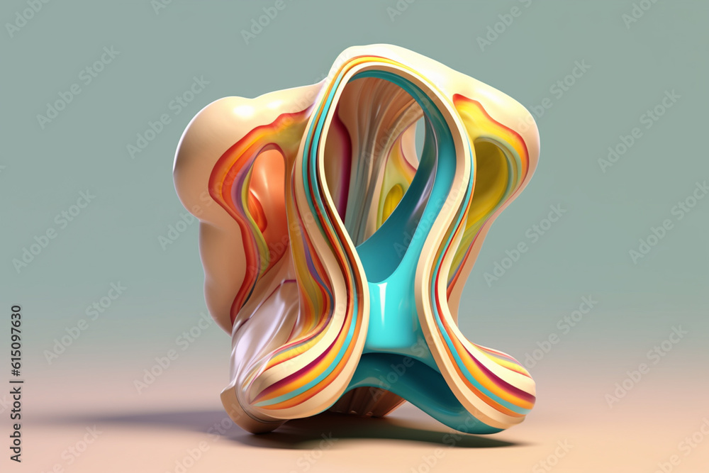 Leinwandbilder A popular image showcases an anatomical model of the human pelvis in a geometric-inspired style, with angular shapes and pastel hues, Generative AI technology.