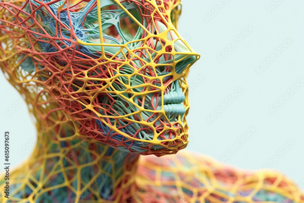 Aufkleber anatomical models of the human lymphatic system are displayed in a geometric style, with abstract ge