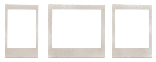 set of three old vintage Polaroid / instant photo frames in different formats / used polaroid frames / isolated graphic design elements © Dennis Hoeren