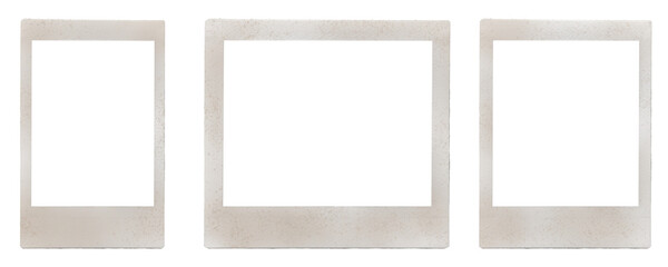 set of three old vintage Polaroid / instant photo frames in different formats / used polaroid frames / isolated graphic design elements © Dennis Hoeren
