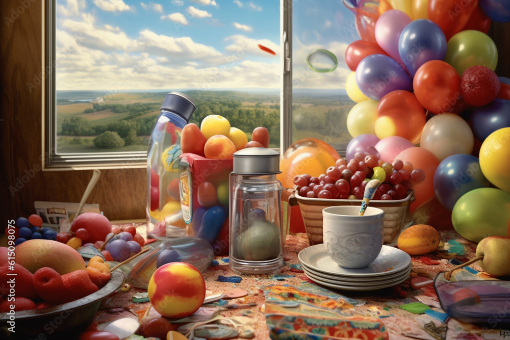 Poster  A visually complex image that challenges traditional artistic conventions, often incorporating elements of parody, Generative AI technology.