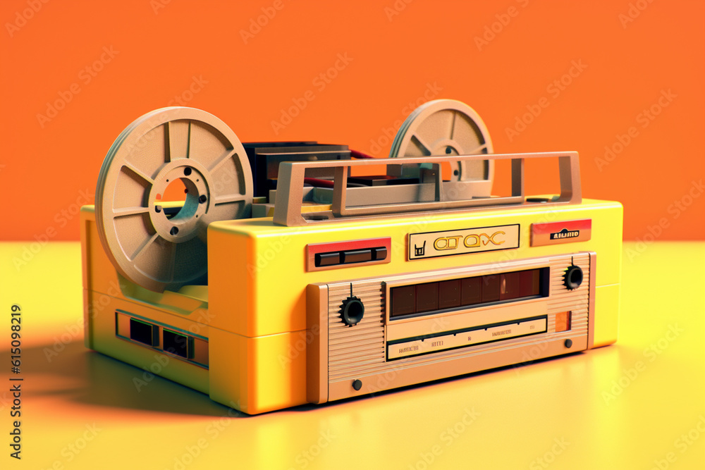 Poster an image of a vintage cassette tape and cassette player, representing the nostalgia and retro charm 