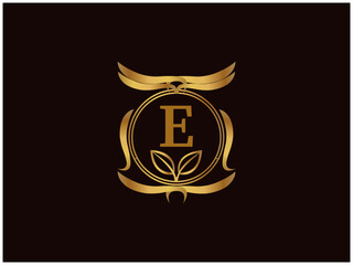  Luxury letter Logo with Heraldic crests and Flourishes Calligraphy Monogram design for hotel, Spa, Restaurant, VIP, Fashion and Premium brand identity. Vintage capital Letter for Monogram and Logo.