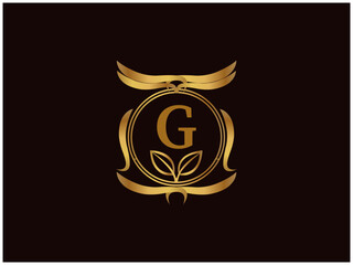  Luxury letter Logo with Heraldic crests and Flourishes Calligraphy Monogram design for hotel, Spa, Restaurant, VIP, Fashion and Premium brand identity. Vintage capital Letter for Monogram and Logo.