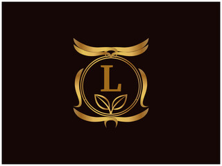  Luxury letter Logo with Heraldic crests and Flourishes Calligraphy Monogram design for hotel, Spa, Restaurant, VIP, Fashion and Premium brand identity. Vintage capital Letter for Monogram and Logo.