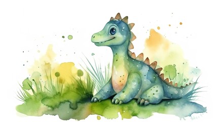 Naklejka premium watercolor painting of a dino