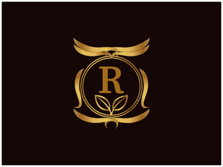  Luxury letter Logo with Heraldic crests and Flourishes Calligraphy Monogram design for hotel, Spa, Restaurant, VIP, Fashion and Premium brand identity. Vintage capital Letter for Monogram and Logo.