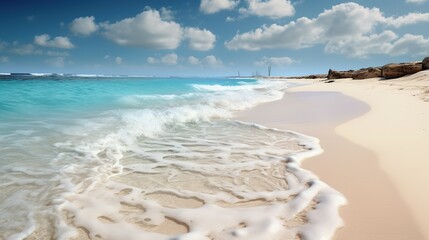 white sandy shore on a tropical island