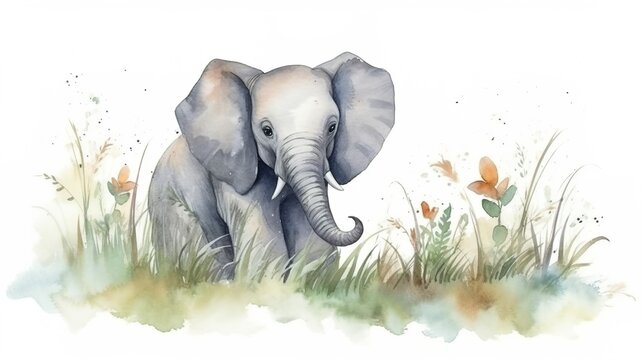 watercolor painting of an elephant