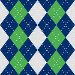 Argyle vector pattern. Argyle pattern. Navy and light green argyle pattern. Seamless geometric pattern for clothing, wrapping paper, backdrop, background, gift card, sweater.