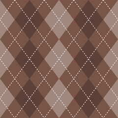 Argyle vector pattern. Argyle pattern. Brown argyle pattern. Seamless geometric pattern for clothing, wrapping paper, backdrop, background, gift card, sweater.