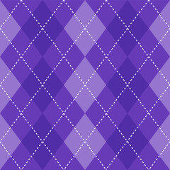 Argyle vector pattern. Argyle pattern. Purple argyle pattern. Seamless geometric pattern for clothing, wrapping paper, backdrop, background, gift card, sweater.