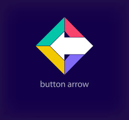 Creative button and arrow logo. Unique color transitions. Unique square penetrating arrow logo template. vector
