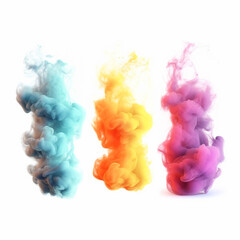 Colorfull smoke bombs. Isolated background.