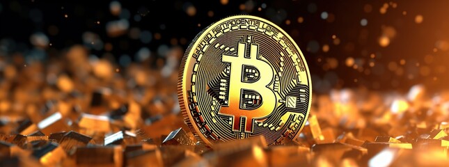 Illustration of bitcoin banner background,  AI Generated