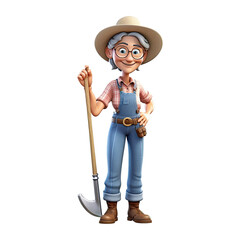 Cute cartoon farmer character on transparent background. Generative AI