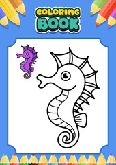 coloring book for kids sea horse