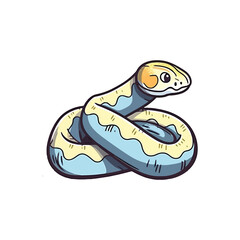 Playful Python: Whimsical 2D Illustration of a Cute Serpent