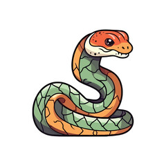 Fototapeta premium Playful Python: Whimsical 2D Illustration of a Cute Serpent