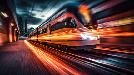 Fototapeta na wymiar fast moving train