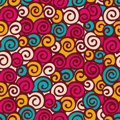 Fototapeta na wymiar Seamless pattern with colorful hand-drawn swirls. Abstract vector illustration