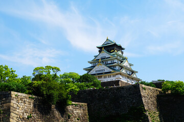 historical Osaka Castle in Osaka, Japan.